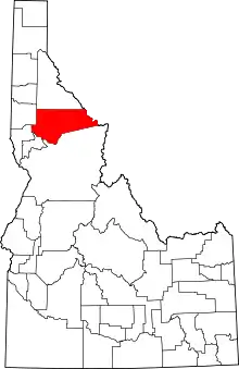 State map highlighting Clearwater County