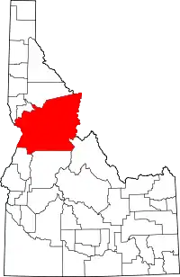 State map highlighting Idaho County