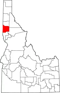 Map of Idaho highlighting Latah County