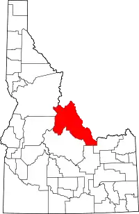 Map of Idaho highlighting Lemhi County