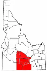 Map of Idaho highlighting counties in the Magic Valley region