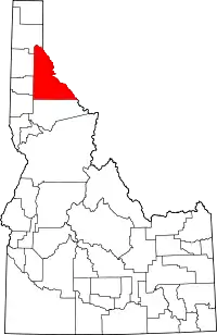 Map of Idaho highlighting Shoshone County