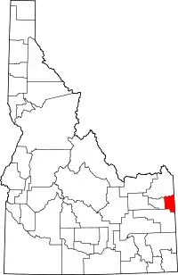 Map of Idaho highlighting Teton County