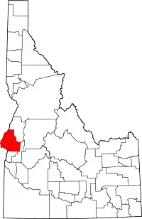 Map of Idaho highlighting Washington County