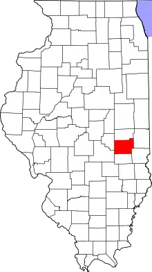 State map highlighting Coles County