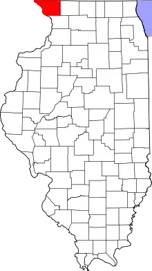 Map of Illinois highlighting Jo Daviess County