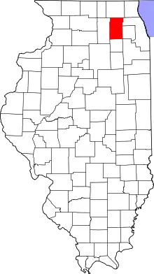 State map highlighting Kane County