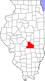 Map of Illinois highlighting Shelby County