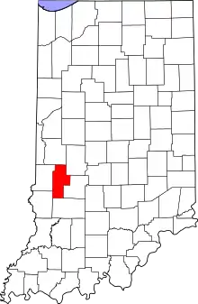 Map of Indiana highlighting Clay County