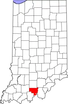 Map of Indiana highlighting Crawford County