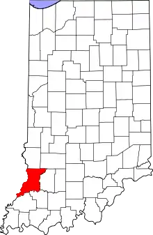 Map of Indiana highlighting Knox County