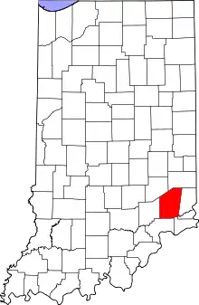 Map of Indiana highlighting Ripley County