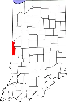 Vermillion County's location in Indiana