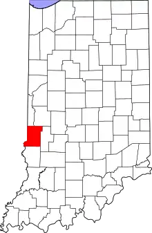 Vigo County's location in Indiana