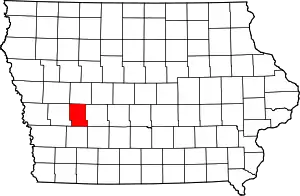 State map highlighting Audubon County