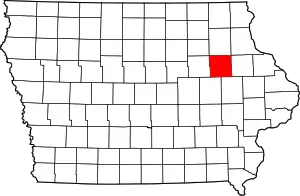 Map of Iowa highlighting Buchanan County