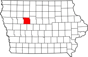 Map of Iowa highlighting Calhoun County