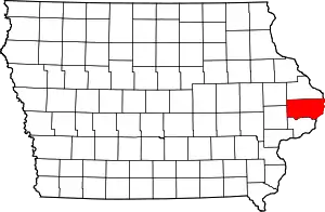 Map of Iowa highlighting Clinton County