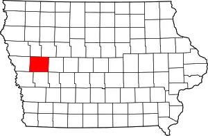 Map of Iowa highlighting Crawford County