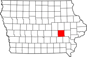 Map of Iowa highlighting Iowa County