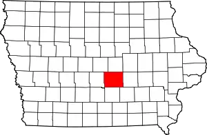 Map of Iowa highlighting Jasper County