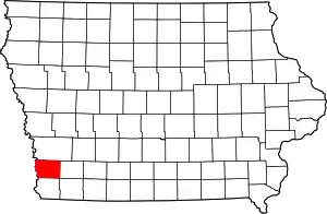 State map highlighting Mills County