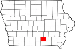 Map of Iowa highlighting Monroe County