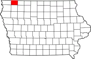 Map of Iowa highlighting Osceola County