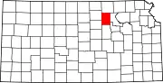 Map of Kansas highlighting Clay County