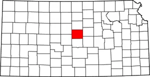 Map of Kansas highlighting Ellsworth County