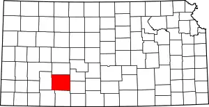 Map of Kansas highlighting Ford County