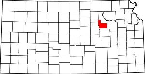 Map of Kansas highlighting Geary County