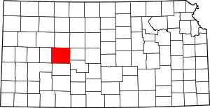 Map of Kansas highlighting Ness County