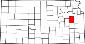 Map of Kansas highlighting Osage County