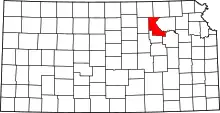 Map of Kansas highlighting Riley County