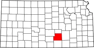 Map of Kansas highlighting Sedgwick County