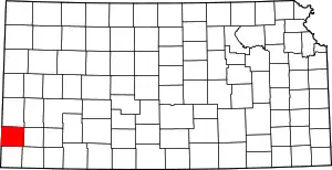 Map of Kansas highlighting Stanton County