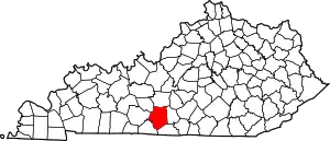 Map of Kentucky highlighting Barren County