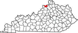 Map of Kentucky highlighting Carroll County