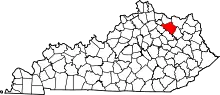 State map highlighting Fleming County