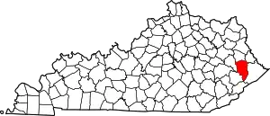 Map of Kentucky highlighting Floyd County