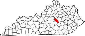 State map highlighting Garrard County