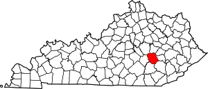 Map of Kentucky highlighting Jackson County