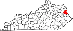 Map of Kentucky highlighting Lawrence County