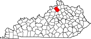 Map of Kentucky highlighting Owen County