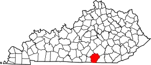 Map of Kentucky highlighting Wayne County