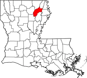 Map of Louisiana highlighting Richland Parish