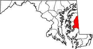 State map highlighting Caroline County