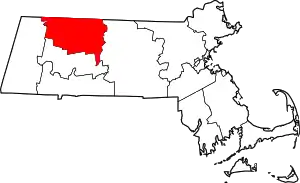 Map of Massachusetts highlighting Franklin County