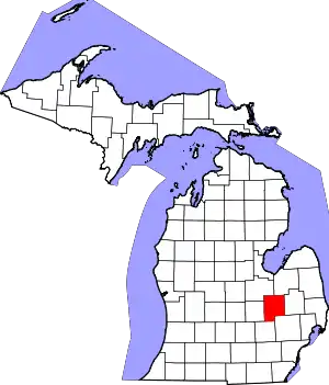 State map highlighting Genesee County